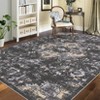 Vintage Distressed Floral Medallion Area Rug for Living Room, Washable Non Slip Retro Accent Throw Carpet for Bedroom - 4 of 4