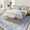 4x6 Washable Area Rug Non Slip Low Pile Living Room Rug Vintage Non-Shedding Floor Mat Oriental Floral Throw Rugs Indoor Blue Brown - 2 of 4