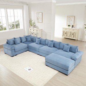 Aukfa Oversized Cloud Modular Corduroy Sofa Sectional with Ottoman - Reversible Deep Seat Couch for Living Room - 1 of 4
