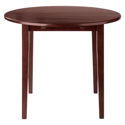 Transitional 36" Extendable Round Dining Table in Walnut