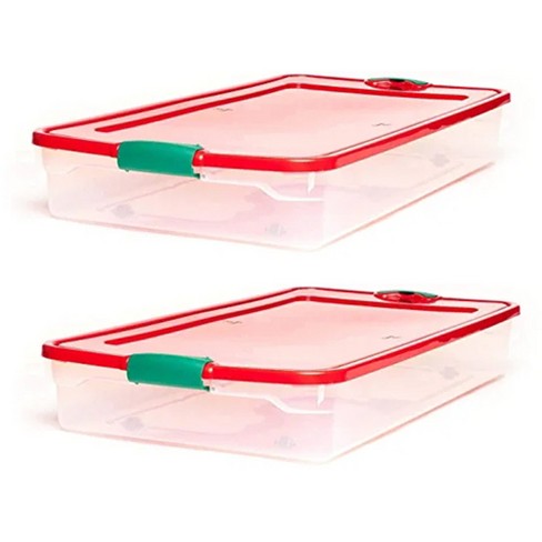 Homz 56 Quart Underbed Secure Latching Clear Plastic Storage Container, (2  Pack)