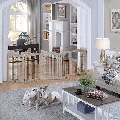 unipaws Wood and wire Pet Playpen with 4 Support feet