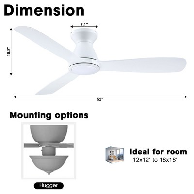 52" White Brushed Acrylic LED Ceiling Fan with Remote