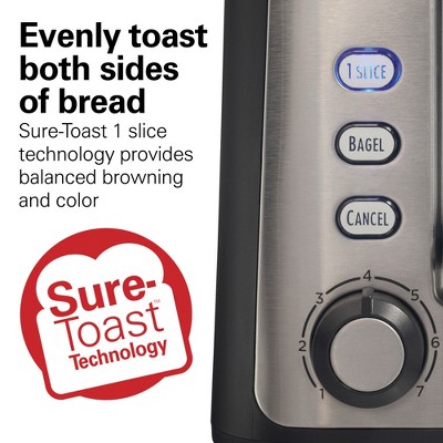 Matte Black and Stainless Steel 2-Slice Long Slot Toaster