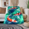 Lomsoe Red White Koi Fish Print Flannel Blanket - All Seasons Soft and Warm Throw Blanket for Bed, Napping, Camping, Travel, Office - 3 of 4