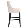 WestinTrends 29" Linen Tufted Buttons Upholstered Wingback Bar Stool (Set of 3) - 3 of 4