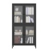 CAVINAS Bookcases for Living Room 4-tier 31" W Classic Metal Storage Cabinet Bookcase with 4 Glass Doors - 4 of 4