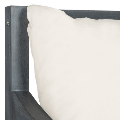 Ash Grey and Beige Acacia Wood Outdoor Lounger with Cushions