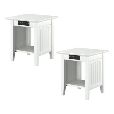 AFI Furnishings Nantucket End Table Set of 2 with Charger WH