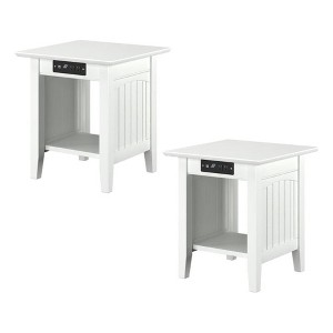 AFI Furnishings Nantucket End Table Set of 2 with Charger WH - 1 of 4