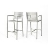 Outdoor  Barstools with Rust-Proof Aluminum Frame, Set of 2, Silver - 4 of 4