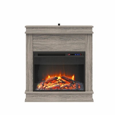 Mendon Electric Fireplace with Mantel and Touchscreen Display Gray Oak - Room & Joy