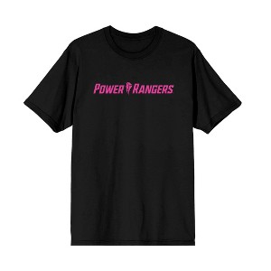 Power Rangers Pink Ranger Firing Bow Adult Black Crew Neck Short Sleeve T-shirt - 1 of 4