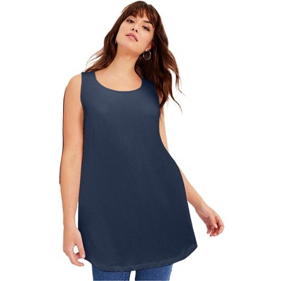 June + Vie by Roaman's Women's Plus Size Scoopneck One + Only Tunic Tank