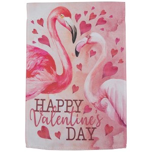 Northlight Happy Valentine's Day Flamingo Outdoor Garden Flag 18" x 12.5" - 1 of 4
