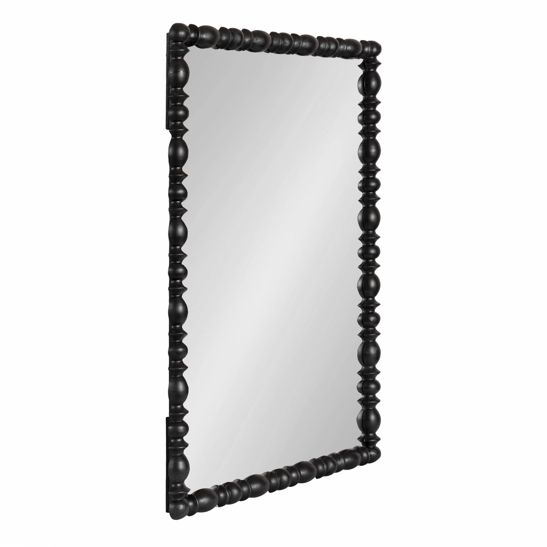 Kate & Laurel All Things Decor 23"X34" Prindle Turned Wood Rectangle Mirror Black