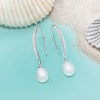 Ross-Simons 8x10mm Cultured Pearl and .38 ct. t.w. CZ Drop Earrings in Sterling Silver - 4 of 4