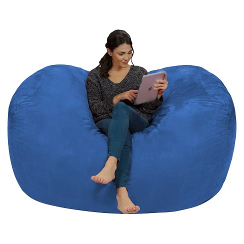 6' Huge Bean Bag Chair With Memory Foam Filling And Washable Cover Blue -  Relax Sacks : Target