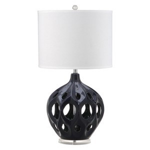 Regina Ceramic Table Lamp - Navy - Safavieh , Blue/White