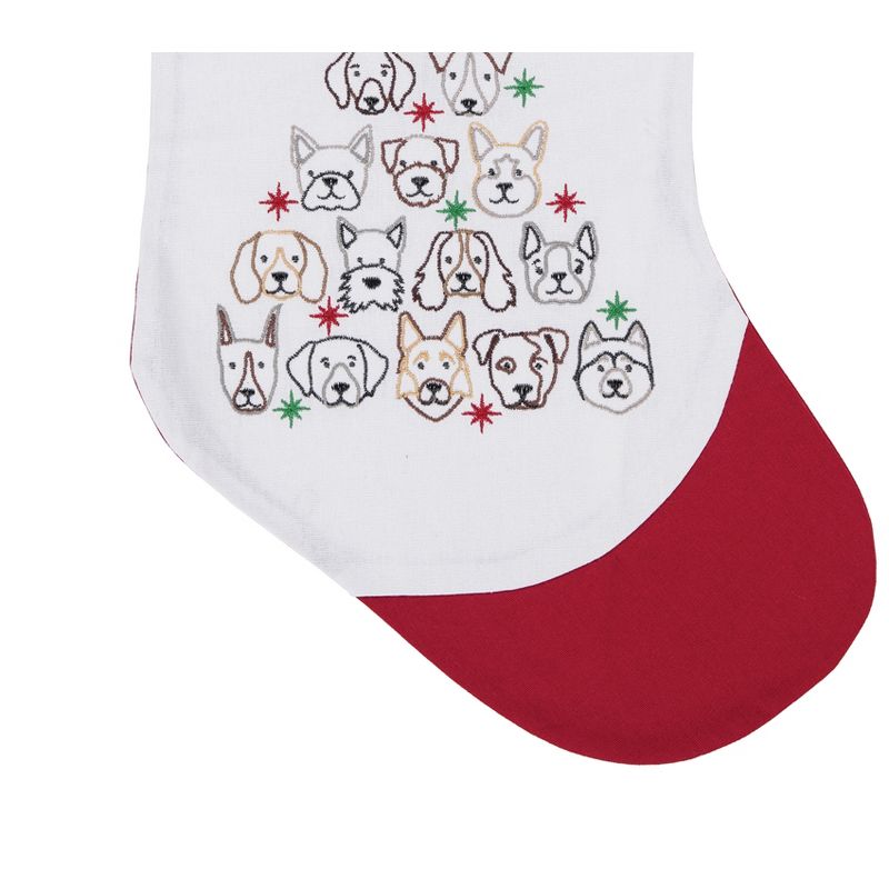C&F Home Dog Themed Embroidered Christmas Stocking on White Background with Red Cuff Features Dog Face Christmas Tree Stocking, 20.0 in., 3 of 5