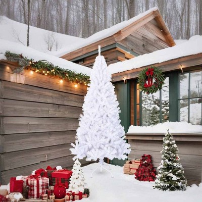 vidaXL Artificial Christmas Tree White PVC and Steel 82.7 in