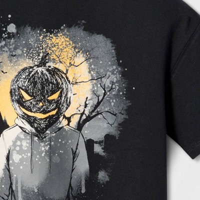 Boys' Oversized Fit Short Sleeve Halloween Pumpkin Graphic T-Shirt - Cat & Jack™ Black