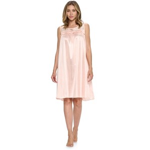 Casual Nights Women's Tricot Sheer Lace Sleeveless Nightgown - 1 of 4