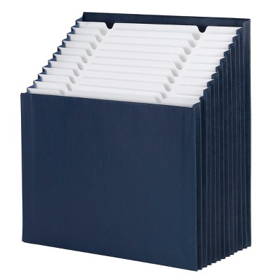 Navy Blue 12-Pocket Tiered Expanding File Organizer