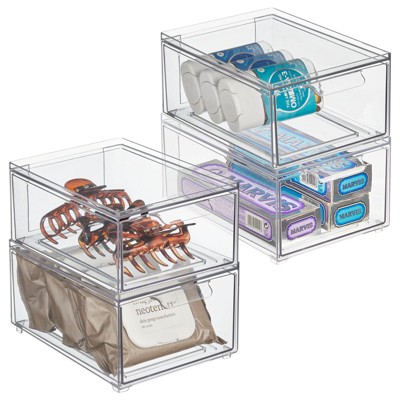 Mdesign Clarity Plastic Stackable Bathroom Vanity Storage Organizer With  Drawer - 8 X 6 X 6, 1 Pack : Target