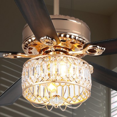 Kviflon 52" Crystal Ceiling Fan Fandelier with Lights,Modern Outdoor Fans with Remote Control