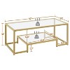 Yaheetech Modern Tempered Glass Coffee Table With Open Shelf for Living Room Gold - 3 of 4