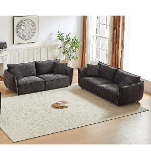 Kumasinova 88" Modern Chenille Sleeper Sofa with Sturdy Wood Frame & 2 Matching Pillows, Wide Living Room 3-Seater Sofa, Thickly Padded Seat - 1 of 4