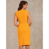 INSPIRE CHIC Women's Sleeveless V Neck Business Office Belt Pencil Dresses - 3 of 4