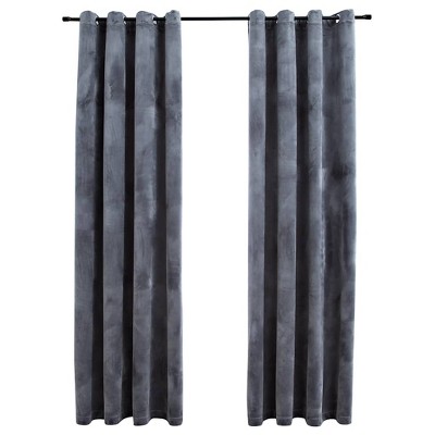 vidaXL Elegant Velvet Blackout Curtains with Rings - Perfect for Home and Office - Anthracite Color - 54"x63" - Machine Washable - Set of 2