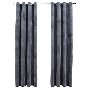 vidaXL Blackout Curtains with Rings 2 pcs Anthracite 54"x95" Velvet - 1 of 1