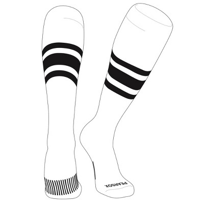 PEAR SOX Striped OTC Baseball, Softball, Football Socks (B) White, Black