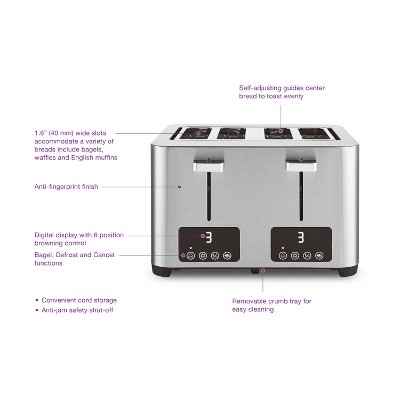 Stainless Steel Digital 4-Slice Wide Slot Toaster