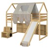 TIRAMISUBEST Twin/Full size House Loft Bed with a Tent and Slide, Wooden House Bed with Storage Cubes, Open Shelves and Roof Design - 3 of 4