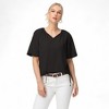 Anna-Kaci Women's Short Sleeve V-Neck Blouse with Gathered Shoulder Detail and Long Neck Tie Accent - 4 of 4