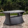 34" Wicker Outdoor Side Table with Storage Shelf and Umbrella Hole for Patio or Poolside Lounge-Cuddlewood - 2 of 4