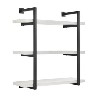 White and Black 3-Tier Industrial Wall Shelf
