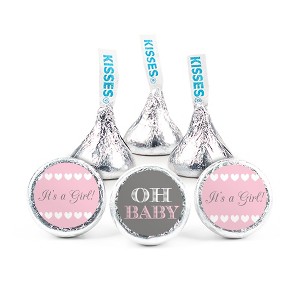 324ct Pink Oh Baby Girl Baby Shower Stickers for Hershey's Kisses Favors (324 Count) - By Just Candy - 1 of 2