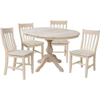 International Concepts 36 inches Round Extension Dining Table With 4 Cafe Chairs