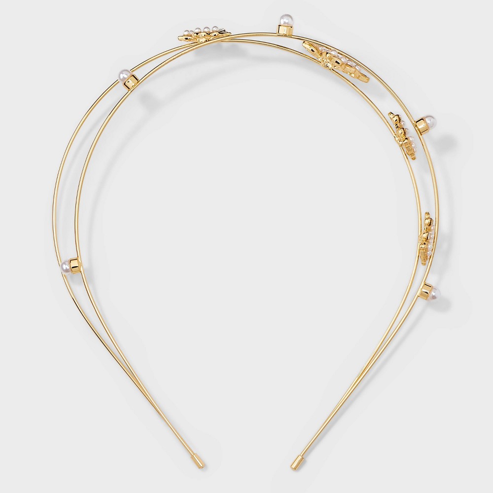 Metal Butterfly Gem Headband - A New Day™ Gold