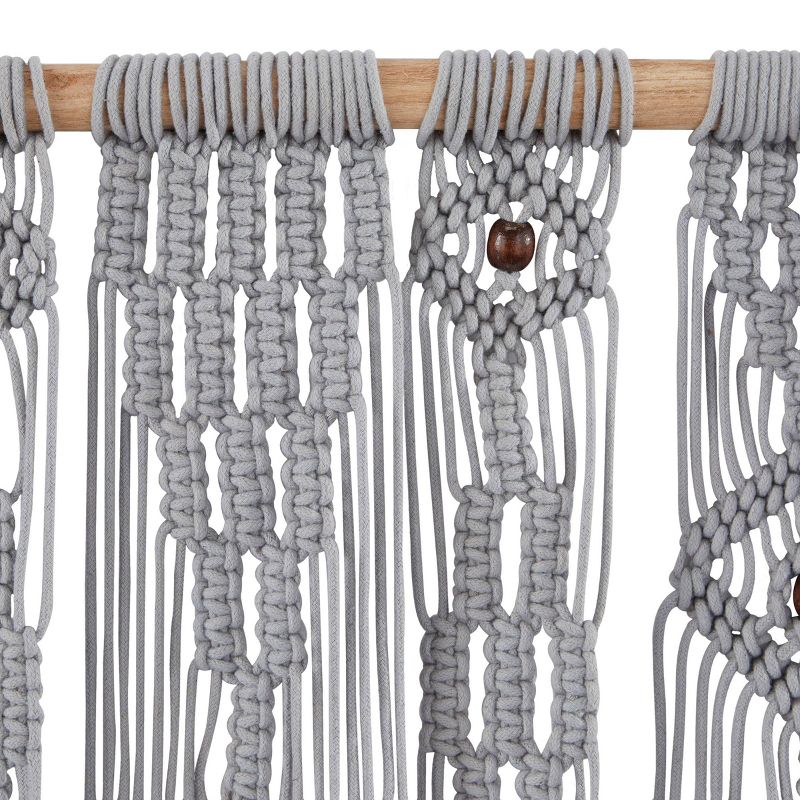 Cotton Macrame Waved Intricately Wall Decor with Beaded Fringe Tassels Gray - Olivia &#38; May, 5 of 6