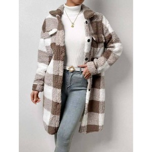 Women's Katie faux-shearling Plaid Midi Coat - Miss Sparkling - 1 of 3