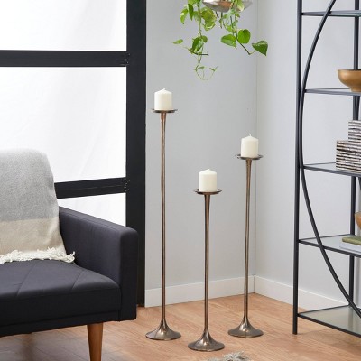 Set of 3 Black Tall Aluminum Candle Holders