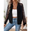 Women's Casual Lace Stitching Coat Long Sleeve Sheer Jacket Zipper Front Baseball Collar Tops Jacket Top Coat - 4 of 4