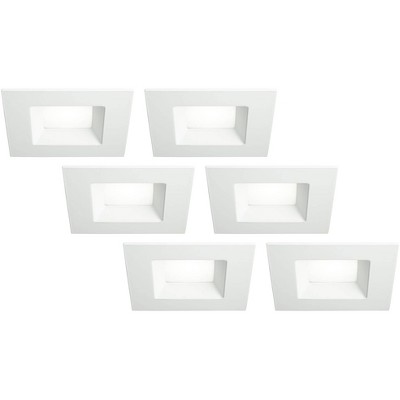 Tesler 6" White Square Retrofit 15 Watt LED Recessed Lights 6-Pack