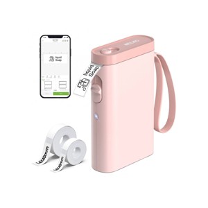Nelko P21 Bluetooth Label Printer Pink with 14x40mm 100pc Roll and 14x40mm 180pc Roll - 1 of 4